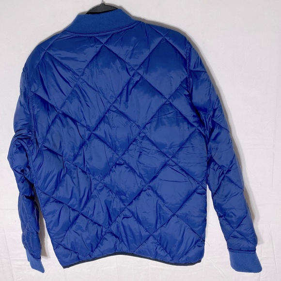 Calvin Klein Black Blue Reversible Quilted Puffer Zip Front Bomber Jacket S - Picture 14 of 15